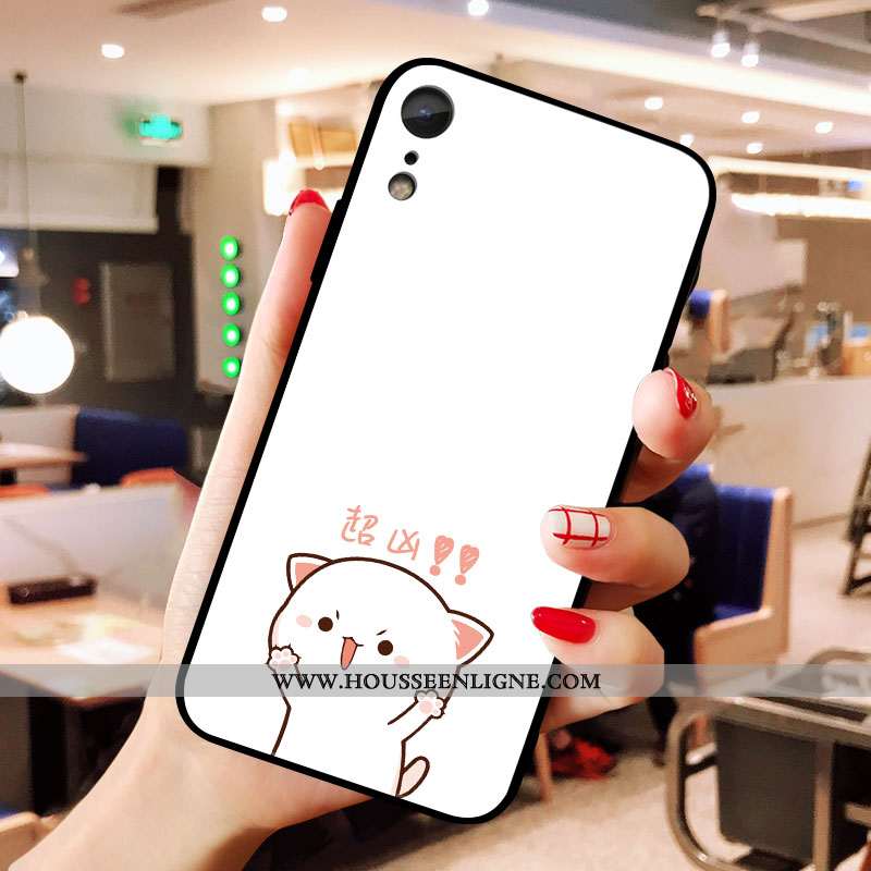 Housse iPhone Xr Charmant Ultra Amoureux Nouveau Chat Dessin Animé Verre Noir