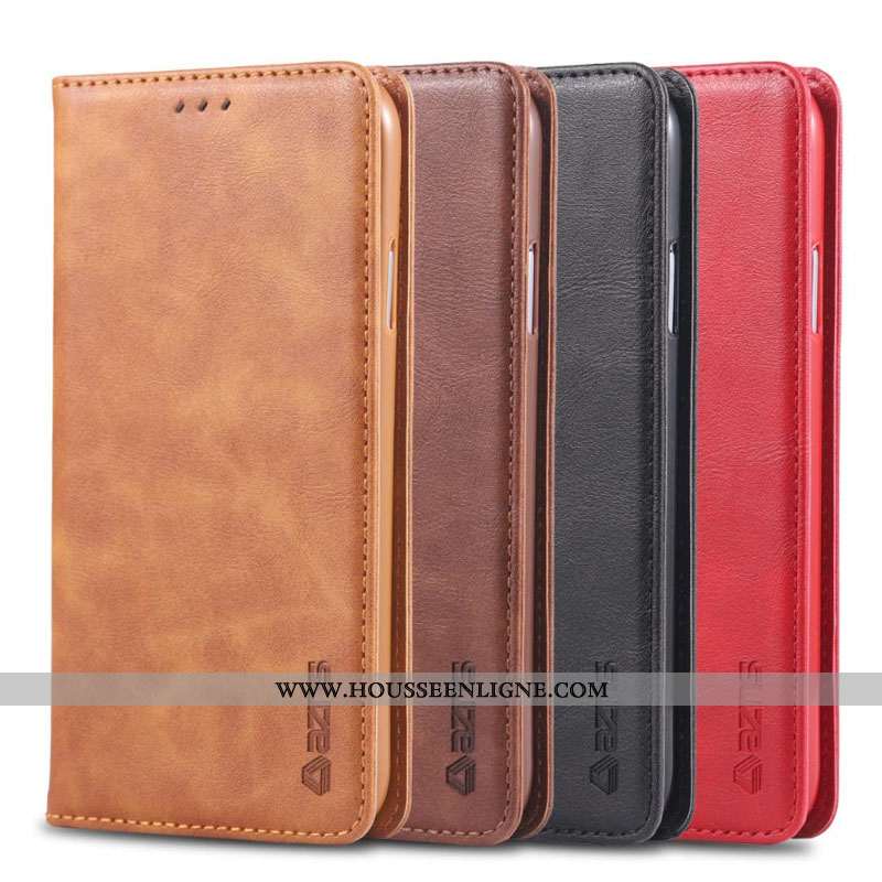 Housse iPhone Xr Cuir Fluide Doux Téléphone Portable Protection Tout Compris Coque Carte Marron