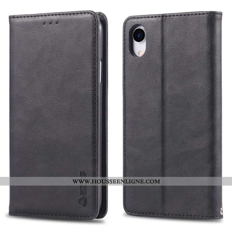 Housse iPhone Xr Cuir Fluide Doux Téléphone Portable Protection Tout Compris Coque Carte Marron