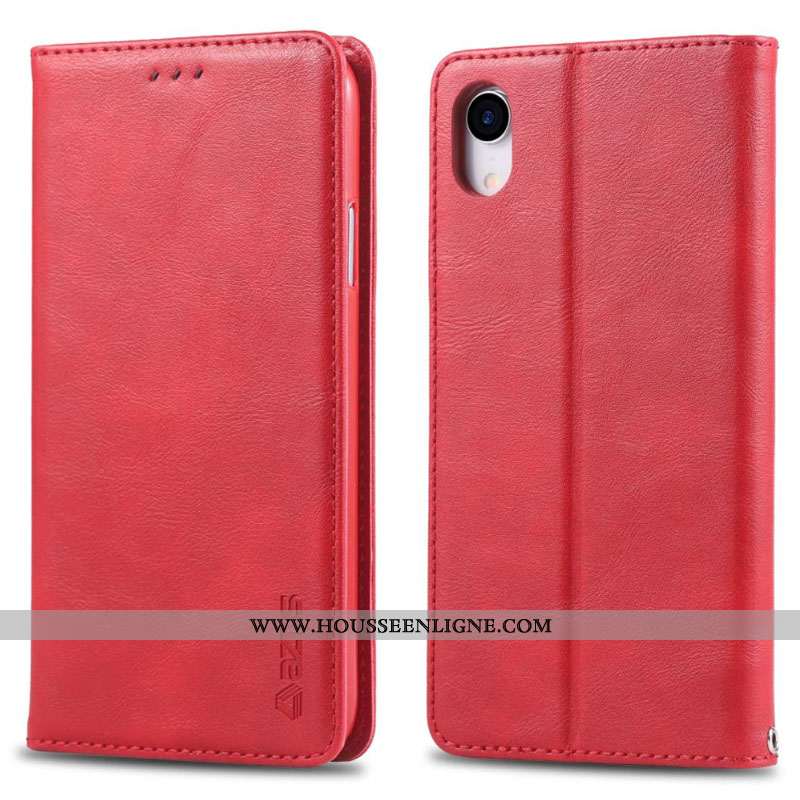 Housse iPhone Xr Cuir Fluide Doux Téléphone Portable Protection Tout Compris Coque Carte Marron