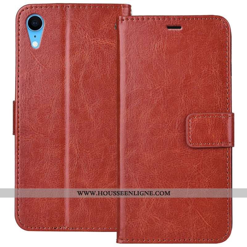 Housse iPhone Xr Cuir Fluide Doux Téléphone Portable Protection Étui Incassable Marron