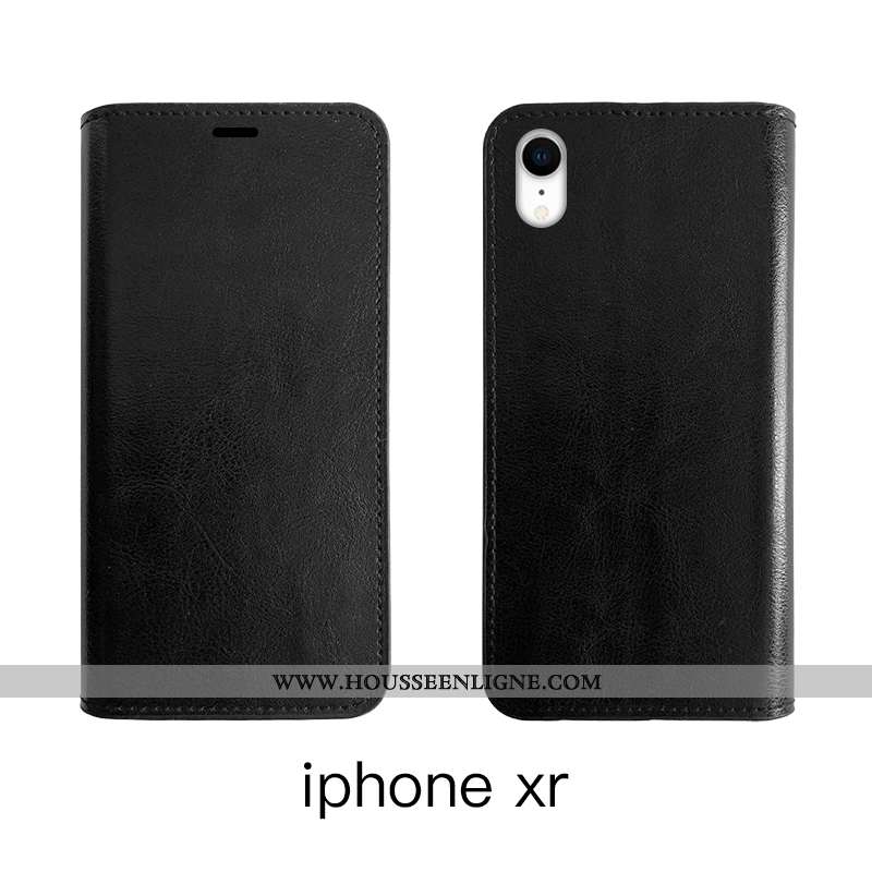 Housse iPhone Xr Cuir Protection Étui Véritable Incassable Bovins Tout Compris Marron