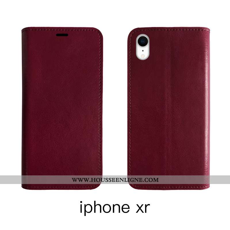 Housse iPhone Xr Cuir Protection Étui Véritable Incassable Bovins Tout Compris Marron