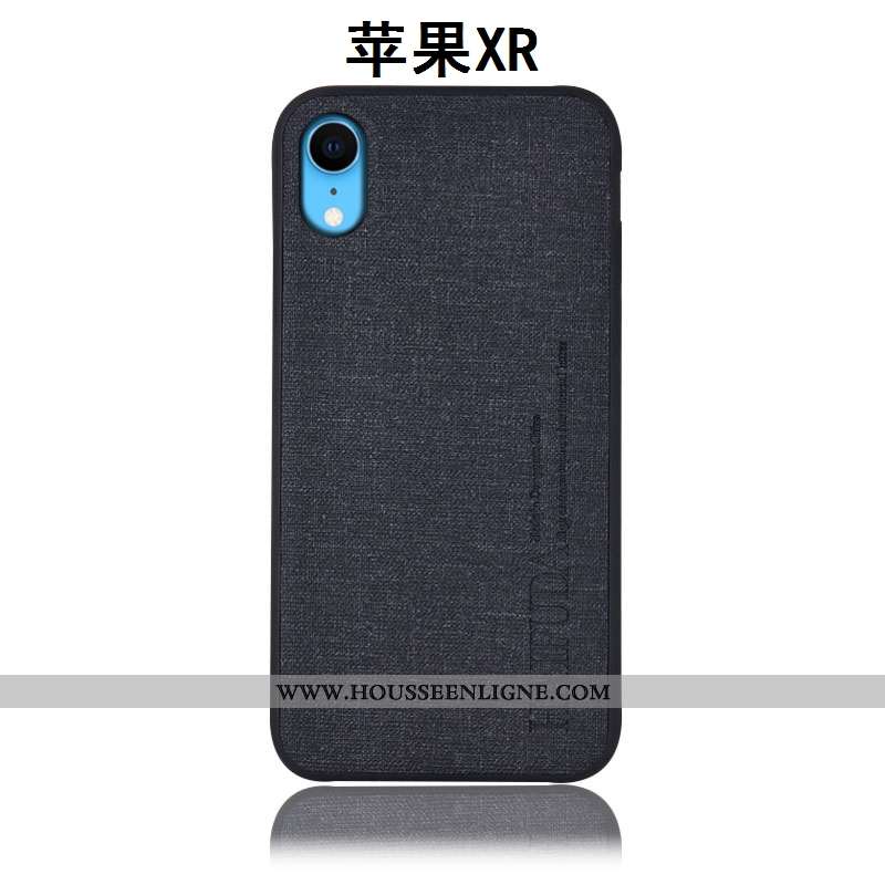 Housse iPhone Xr Cuir Silicone Tout Compris Couvercle Arrière Téléphone Portable Incassable Coque Bl
