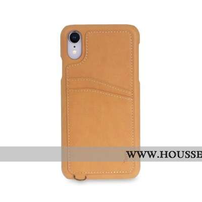Housse iPhone Xr Cuir Téléphone Portable Authentique Coque Étui Marron