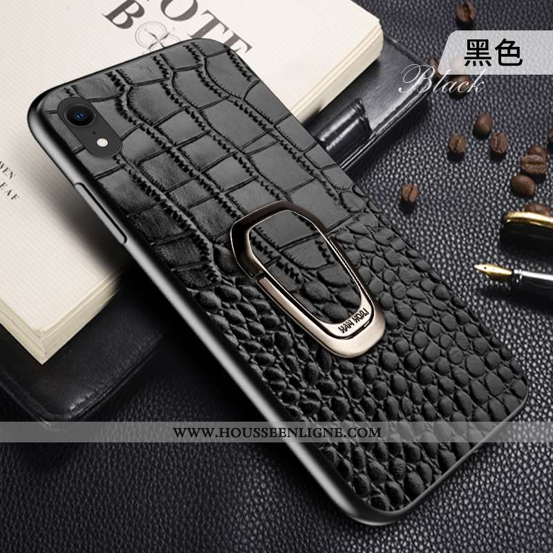 Housse iPhone Xr Cuir Véritable Cuir Téléphone Portable Support À Bord Coque Luxe Bordeaux