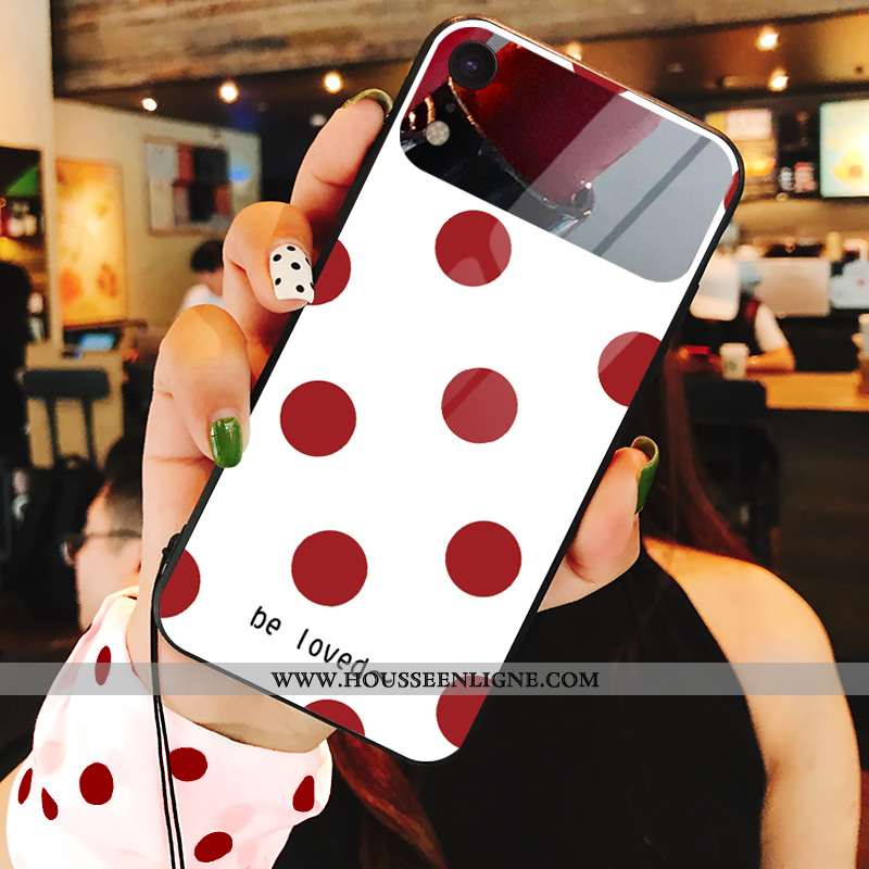 Housse iPhone Xr Mode Verre Téléphone Portable Personnalité Tendance Point D'onde Maquillage Noir