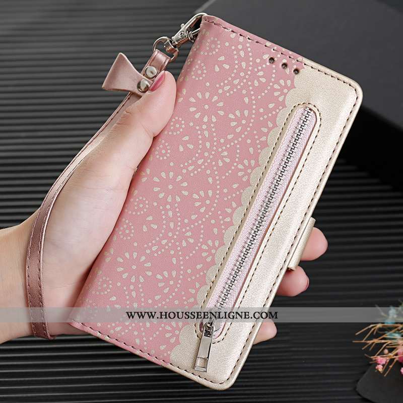 Housse iPhone Xr Ornements Suspendus Personnalité Luxe Coque Téléphone Portable Clamshell Cuir Rose