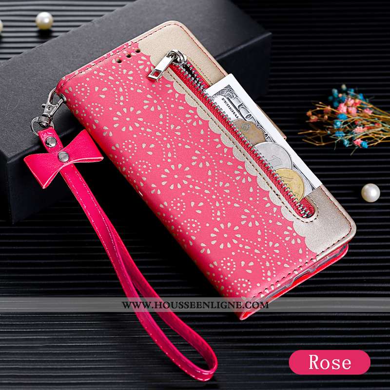 Housse iPhone Xr Ornements Suspendus Personnalité Luxe Coque Téléphone Portable Clamshell Cuir Rose