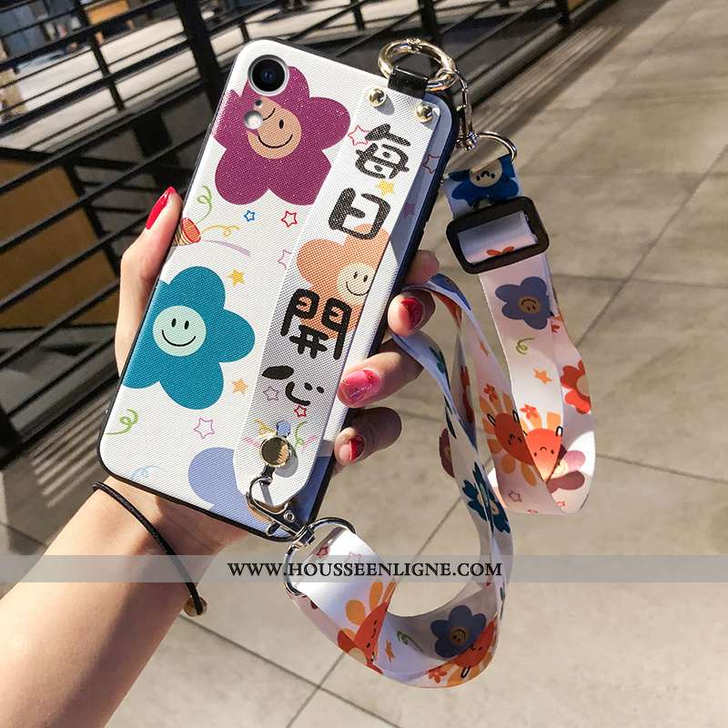 Housse iPhone Xr Ornements Suspendus Petit Cœur Tournesol Téléphone Portable Simple Coque Violet