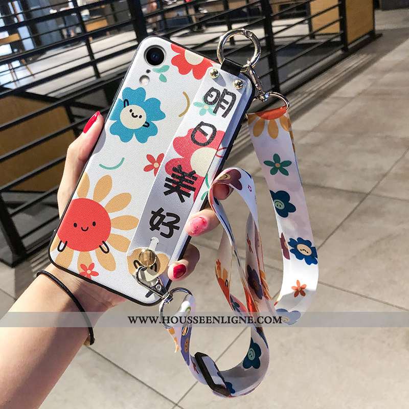 Housse iPhone Xr Ornements Suspendus Petit Cœur Tournesol Téléphone Portable Simple Coque Violet