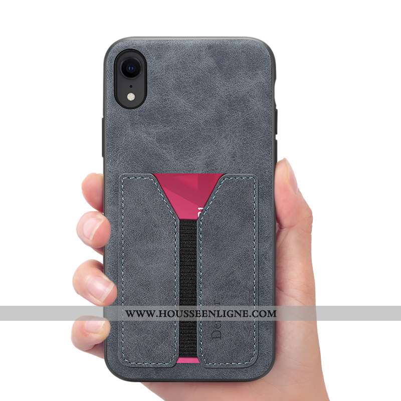 Housse iPhone Xr Portefeuille Cuir Coque Étui Téléphone Portable Marron