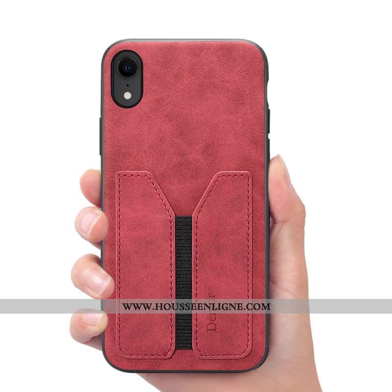 Housse iPhone Xr Portefeuille Cuir Coque Étui Téléphone Portable Marron