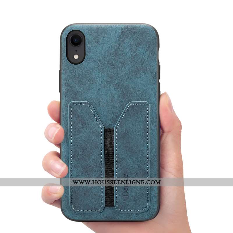 Housse iPhone Xr Portefeuille Cuir Coque Étui Téléphone Portable Marron