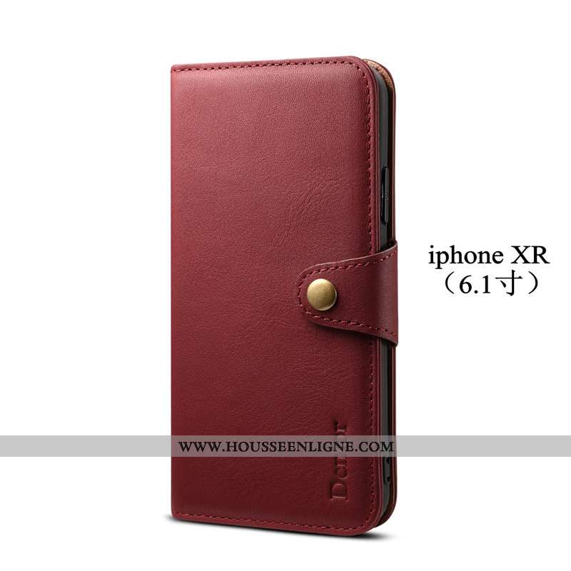 Housse iPhone Xr Protection Cuir Étui Noir Téléphone Portable Bovins