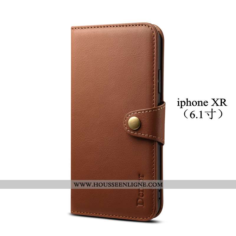 Housse iPhone Xr Protection Cuir Étui Noir Téléphone Portable Bovins