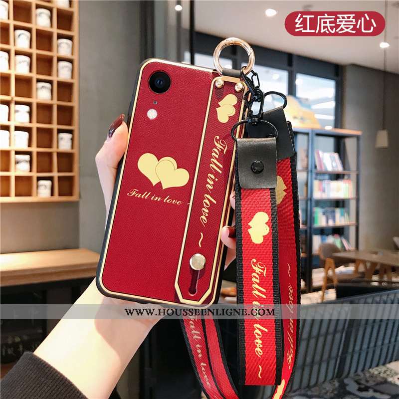 Housse iPhone Xr Protection Ornements Suspendus Frais Cou Suspendu Net Rouge Vent Téléphone Portable
