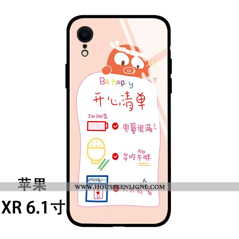 Housse iPhone Xr Silicone Verre Dessin Animé Net Rouge Téléphone Portable Étui Vert Verte