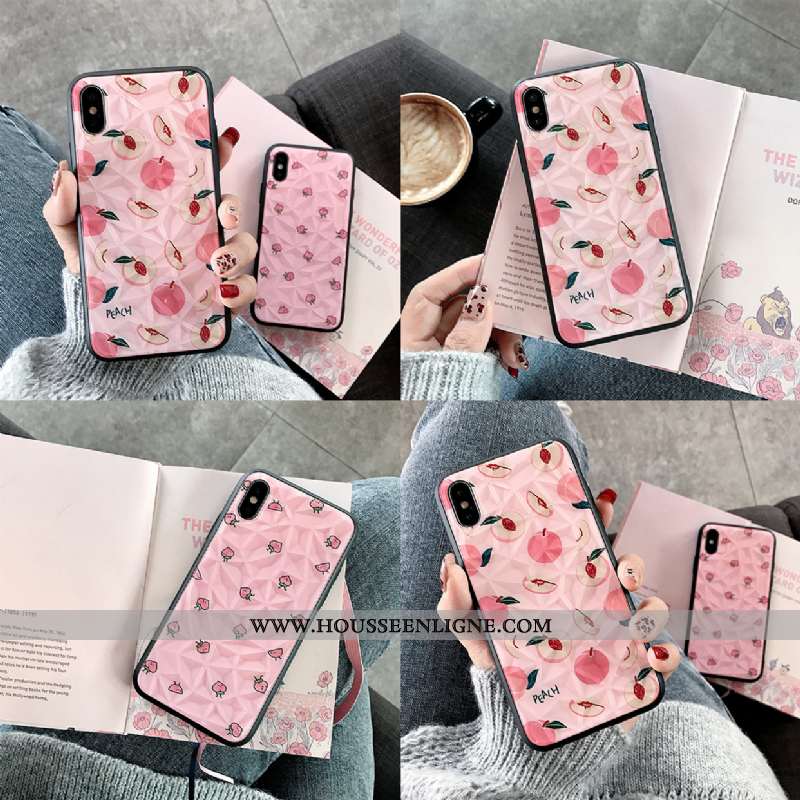 Housse iPhone Xs Créatif Tendance Net Rouge Tout Compris Petit Silicone Amoureux Rose