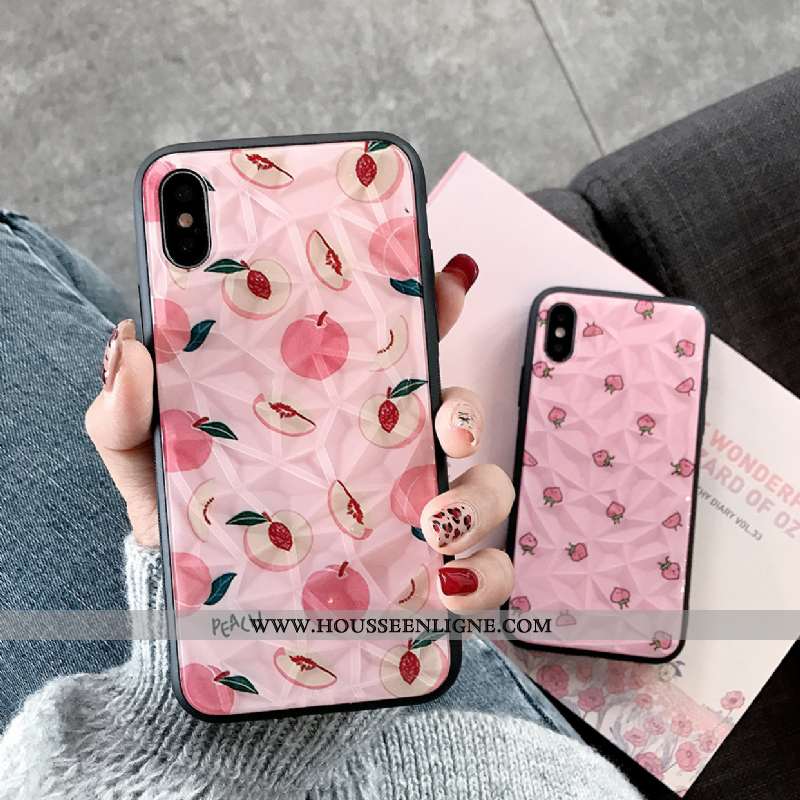Housse iPhone Xs Créatif Tendance Net Rouge Tout Compris Petit Silicone Amoureux Rose