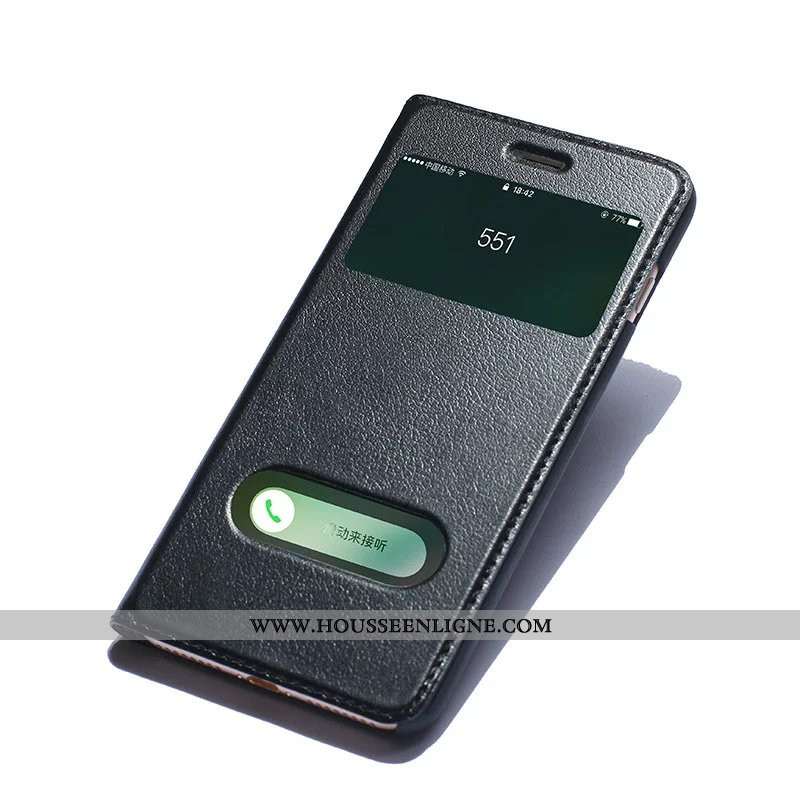 Housse iPhone Xs Cuir Protection Incassable Noir Téléphone Portable Étui