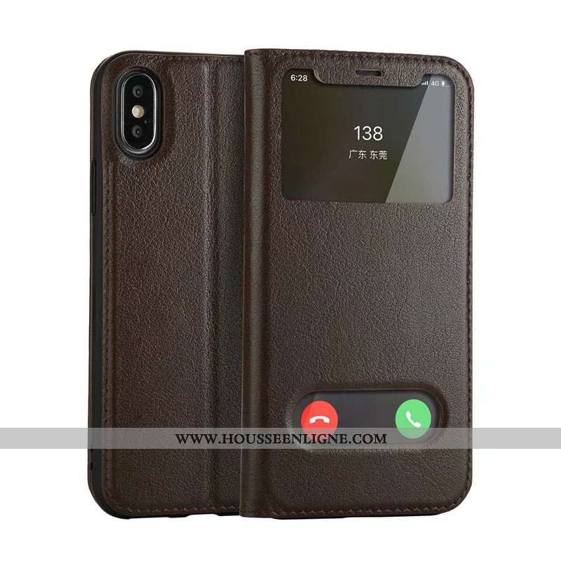 Housse iPhone Xs Cuir Protection Incassable Noir Téléphone Portable Étui