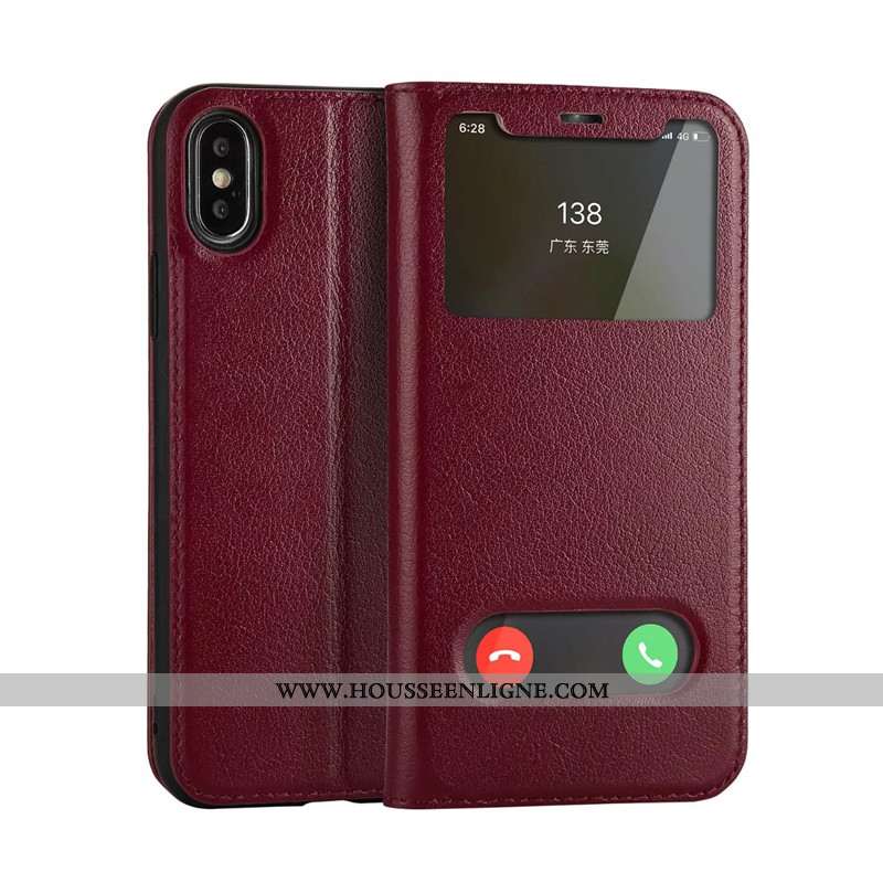 Housse iPhone Xs Cuir Protection Incassable Noir Téléphone Portable Étui