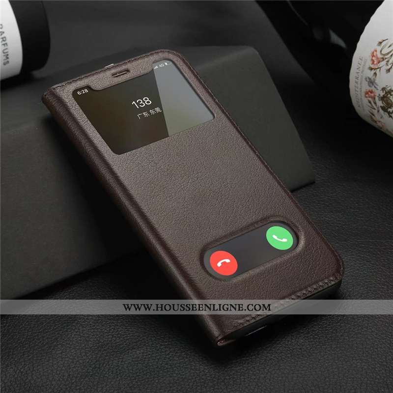 Housse iPhone Xs Cuir Protection Incassable Noir Téléphone Portable Étui