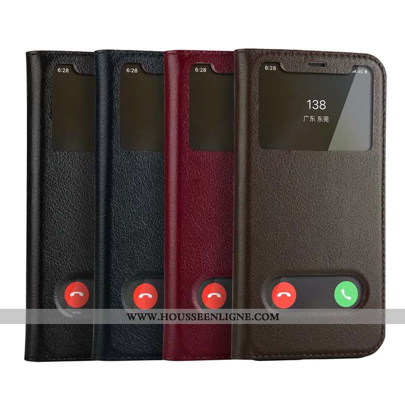 Housse iPhone Xs Cuir Protection Incassable Noir Téléphone Portable Étui