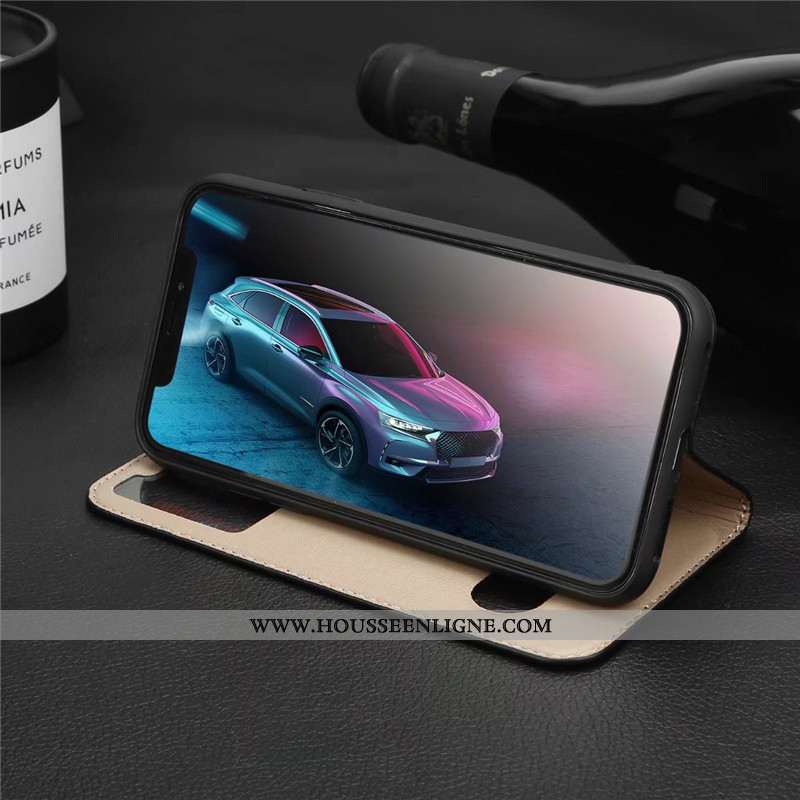 Housse iPhone Xs Cuir Protection Incassable Noir Téléphone Portable Étui