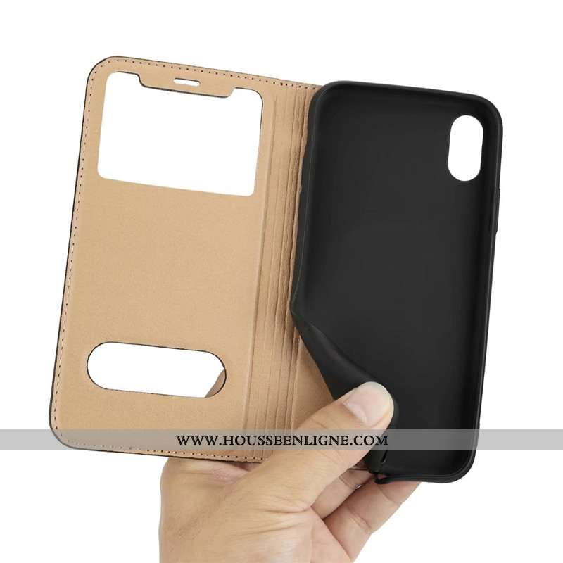 Housse iPhone Xs Cuir Protection Incassable Noir Téléphone Portable Étui