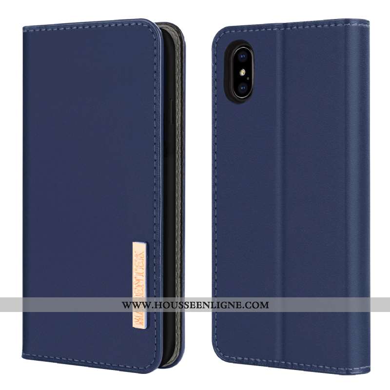 Housse iPhone Xs Cuir Protection Téléphone Portable Noir Coque Véritable Étui