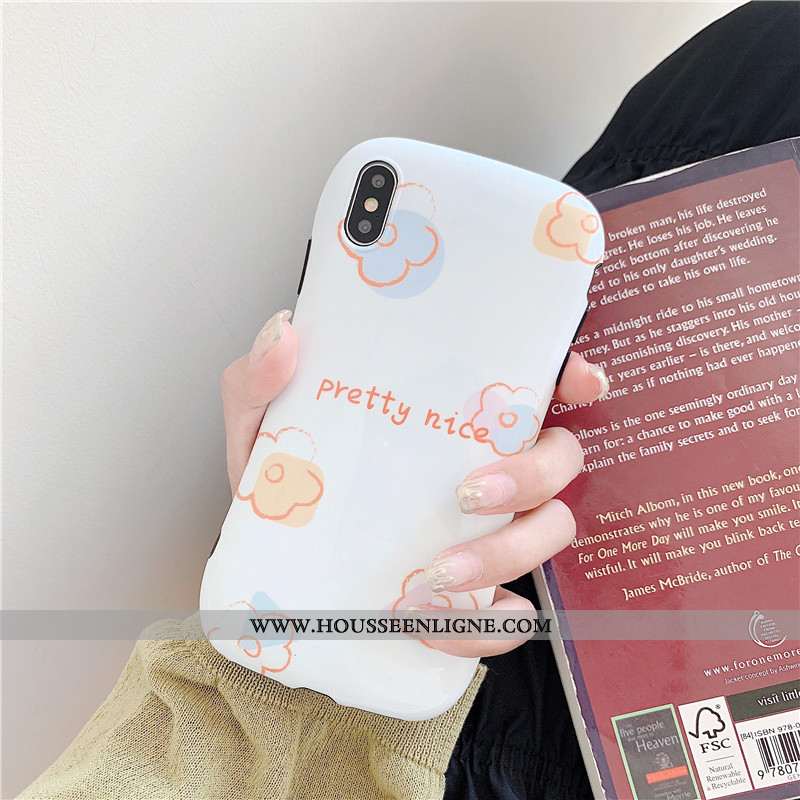 Housse iPhone Xs Fleur Simple Petit Graffiti Blanc Frais Téléphone Portable Blanche