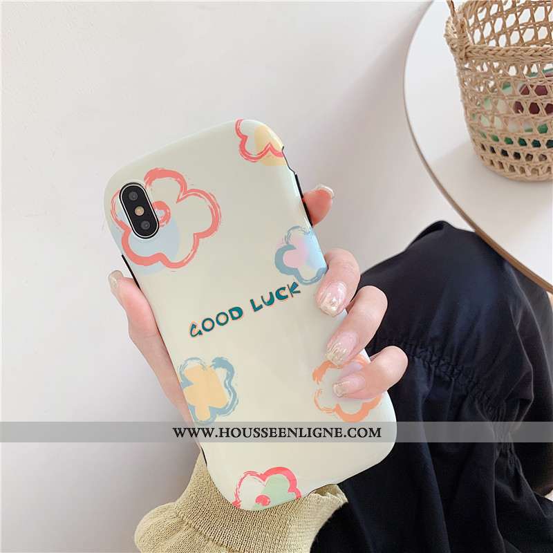 Housse iPhone Xs Fleur Simple Petit Graffiti Blanc Frais Téléphone Portable Blanche