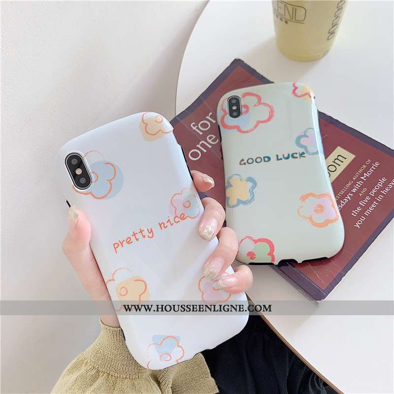 Housse iPhone Xs Fleur Simple Petit Graffiti Blanc Frais Téléphone Portable Blanche