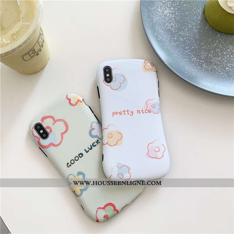 Housse iPhone Xs Fleur Simple Petit Graffiti Blanc Frais Téléphone Portable Blanche