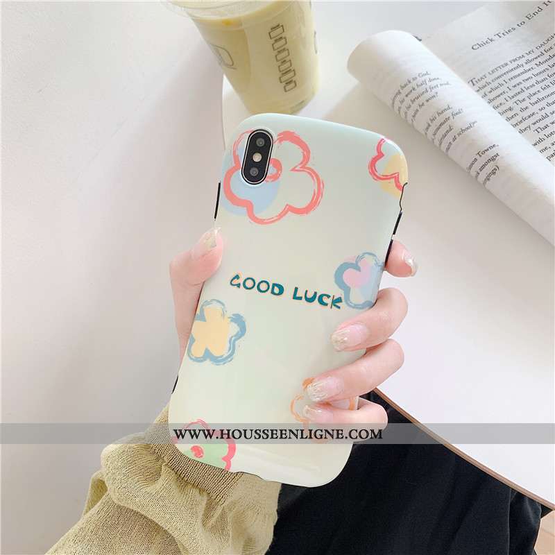 Housse iPhone Xs Fleur Simple Petit Graffiti Blanc Frais Téléphone Portable Blanche