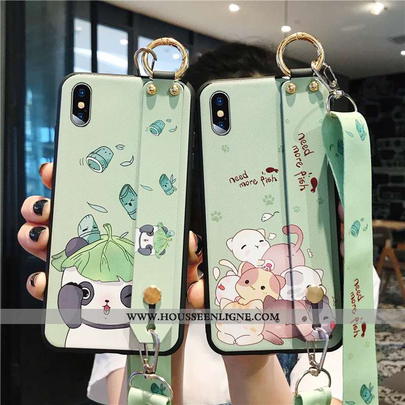 Housse iPhone Xs Fluide Doux Protection Vert Incassable Tendance Dessin Animé Étui Verte