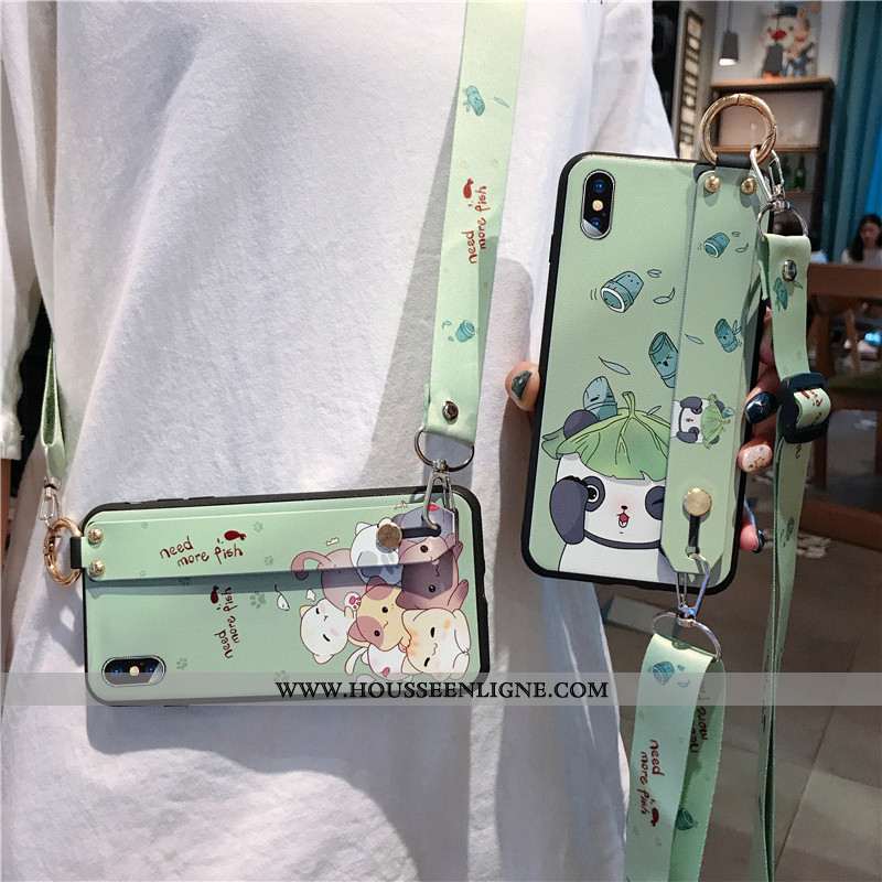 Housse iPhone Xs Fluide Doux Protection Vert Incassable Tendance Dessin Animé Étui Verte