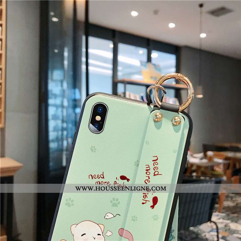 Housse iPhone Xs Fluide Doux Protection Vert Incassable Tendance Dessin Animé Étui Verte