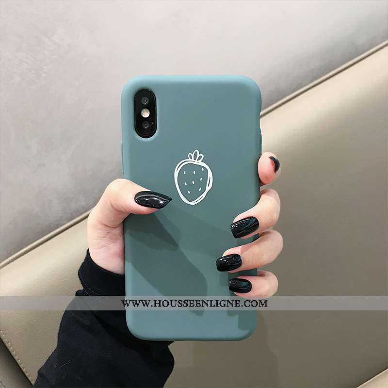 Housse iPhone Xs Fluide Doux Protection Étui Téléphone Portable Coque Frais Amoureux Rose