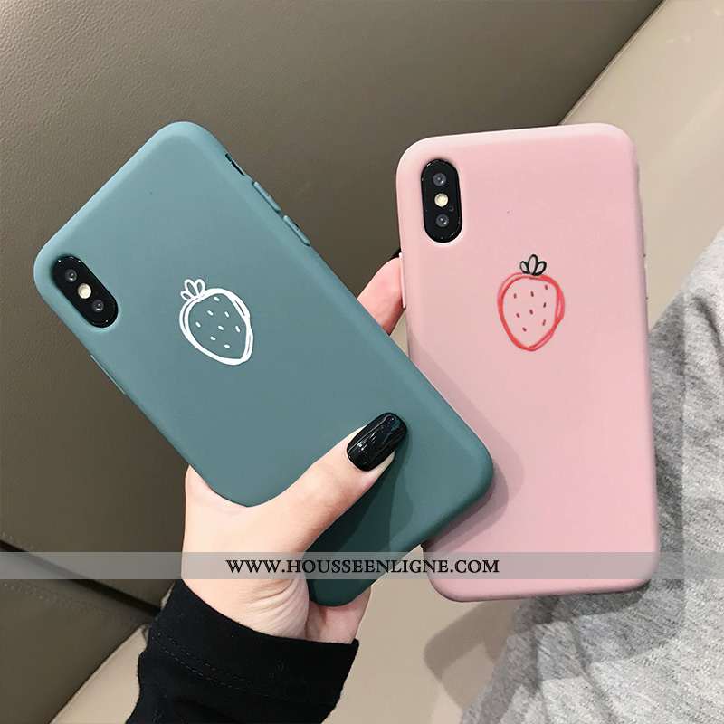 Housse iPhone Xs Fluide Doux Protection Étui Téléphone Portable Coque Frais Amoureux Rose