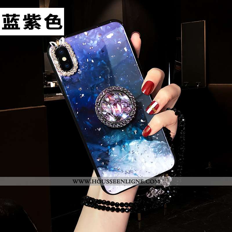 Housse iPhone Xs Fluide Doux Silicone Coque Strass Créatif Étui Tendance Verte