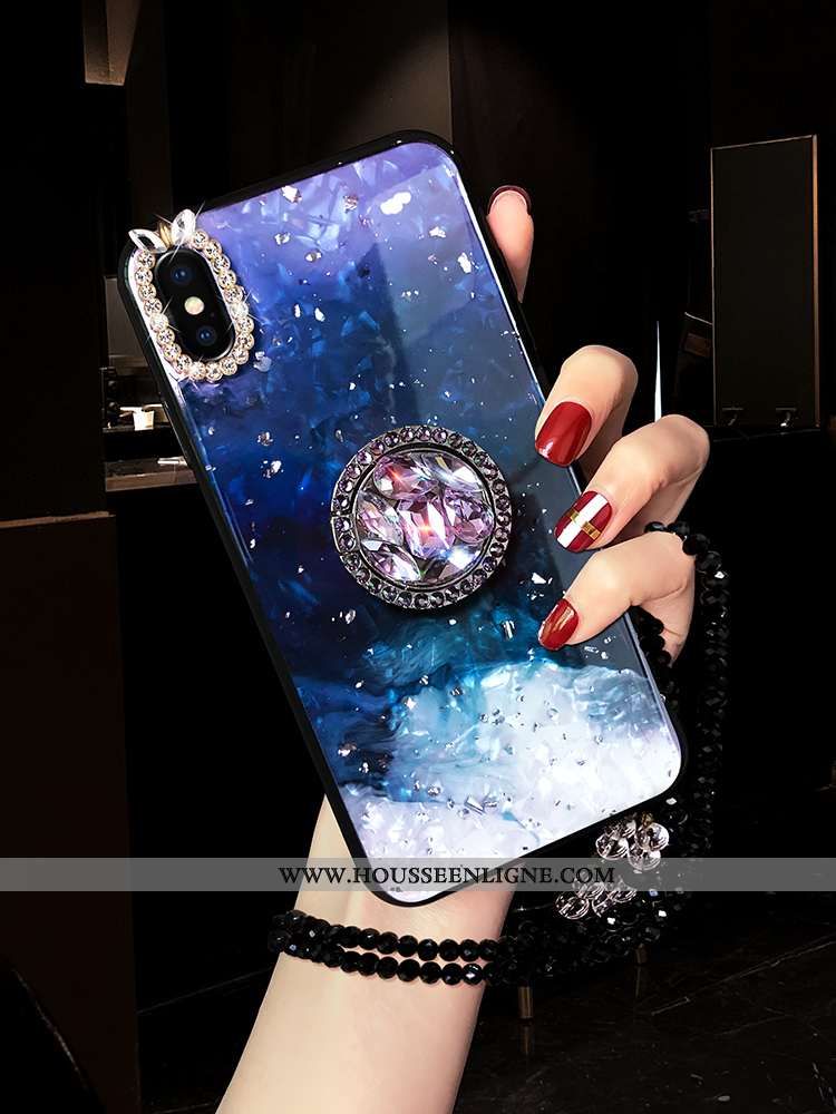 Housse iPhone Xs Fluide Doux Silicone Coque Strass Créatif Étui Tendance Verte