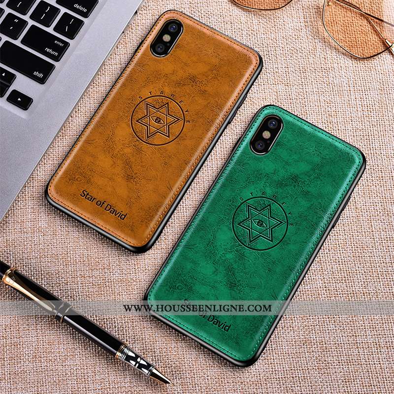 Housse iPhone Xs Fluide Doux Silicone Incassable Ultra Légère Cuir Luxe Verte