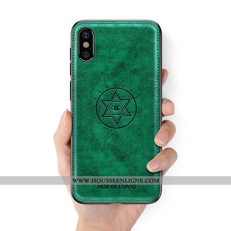 Housse iPhone Xs Fluide Doux Silicone Incassable Ultra Légère Cuir Luxe Verte