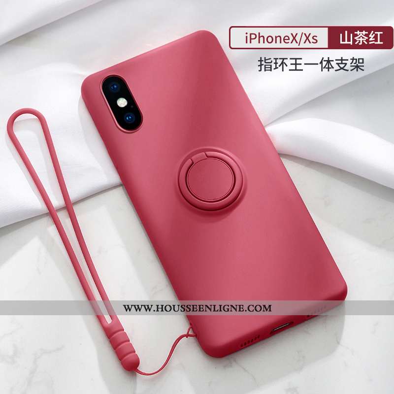 Housse iPhone Xs Légère Fluide Doux Une Agrafe Téléphone Portable Magnétisme Vent Anneau Bleu