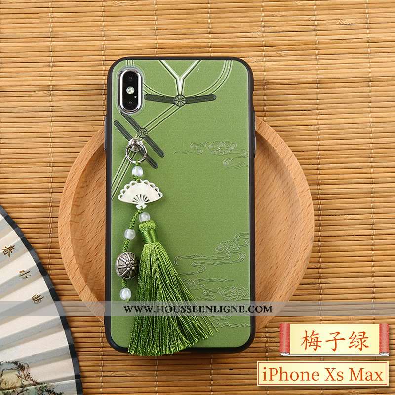 Housse iPhone Xs Max Créatif Gaufrage Rouge Style Chinois À Franges Coque Téléphone Portable