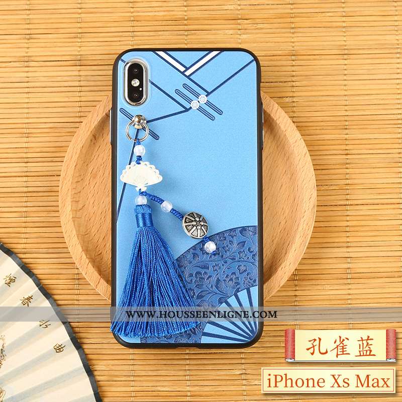 Housse iPhone Xs Max Créatif Gaufrage Rouge Style Chinois À Franges Coque Téléphone Portable