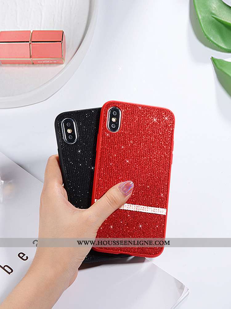 Housse iPhone Xs Max Créatif Ultra Luxe Personnalité Téléphone Portable Net Rouge Légère Noir